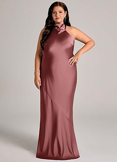 Azazie Velli Bridesmaid Dresses Amethyst Mermaid High Neck Stretch Satin Dress image6