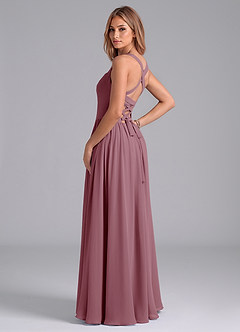 Azazie Francis Bridesmaid Dresses Vintage Mauve A-Line Corset Chiffon Dress image2