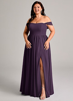 Azazie Calianna Bridesmaid Dresses Plum A-Line Off the Shoulder Chiffon Convertible Dress image5
