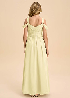 Azazie Lianne Junior Lemon Sorbet A-Line Off the Shoulder Chiffon Dress image7