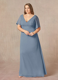 Azazie Alessa Mother of the Bride Dresses Twilight A-Line V-Neck Pleated Chiffon Dress image3