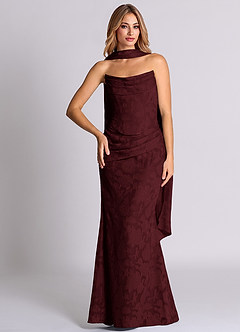 Azazie Sorrel Vestidos de madrinha de casamento Vestido Cabernet de Esgotamento Floral de sereia com Espartilho image5