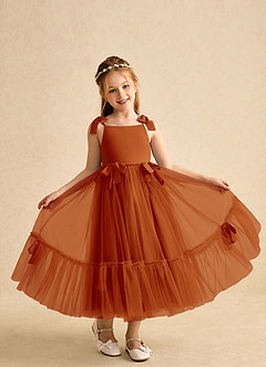 Azazie Jaci Sukienki dla dziewczynek sypiących kwiaty Linia A Pasek spaghetti Szyfon Długość kostki Sukienka image4