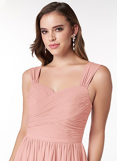 Azazie Zapheira Bridesmaid Dresses Rosette A-Line Ruched Chiffon Dress image5