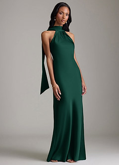 Azazie Cassiana Brudepigekjoler Havfrue Plisseret Stræk satin Gulv-længde Kjole image6