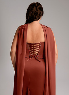 Azazie Sorrel Robes de demoiselle d'honneur Robe Sirène Convertible en Satin extensible Sans bretelle Terracotta image11