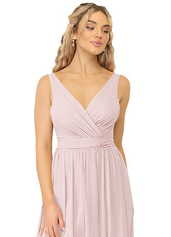 Azazie Kora Bridesmaid Dresses Blushing Pink A-Line Pleated Chiffon Dress image5