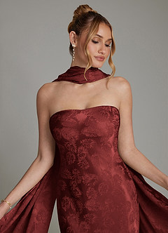 Azazie Viv Bridesmaid Dresses Rust Jacquard Sheath Strapless Jacquard Dress image8