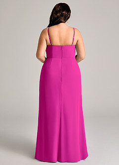 Azazie Maci Bridesmaid Dresses Fuchsia Sheath Pleated Chiffon Dress image9