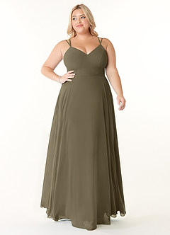 Azazie Janine Bridesmaid Dresses Willow Green A-Line V-Neck Chiffon Dress image6