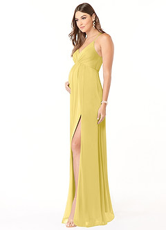 Azazie Annabelle Gravid brudtärna klänningar Klä A-Line V-ringad plisserad Golvlängd Maska image4