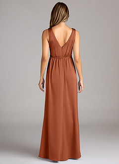 Azazie Tanicia Bridesmaid Dresses Cedar Rose A-Line Pleated Stretch Satin Dress image2