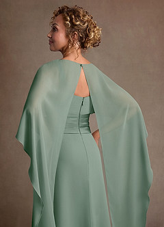 Azazie Marilla Mère de la mariée Robes Robe Trapèze en Mousseline de soie Plissée Sauge D'argent image7