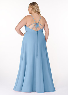 Azazie Everleigh Vente finale Robe Trapèze en Mousseline de soie Plissé en cœur Matcha image8