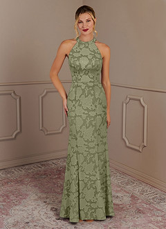 Azazie Tyra Venta Final Vestido de Pistacho de Devorado Floral de Corte Sirena image1