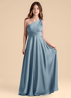 Azazie Charlize Junior Klä av A-Line i Stretch Satin Plisserad image4