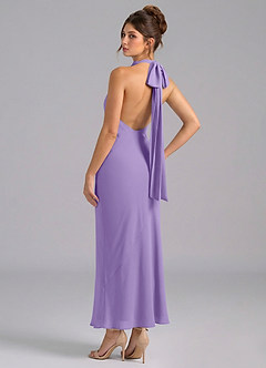 Azazie Velli Vestidos de madrinha de casamento Vestido Taiti de Chiffon de sereia com Pescoço alto image6