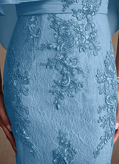 Azazie Amrita Abiti per la Madre della Sposa Abito Sirena in Chiffon Pizzo Blu Acciaio image7