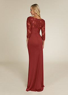 Azazie Alisondra Mother of the Bride Dresses Rust Sheath Scoop Lace Lace Dress image4