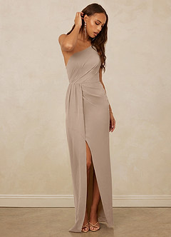 Christian Siriano Bridal for Azazie 1003 Brautjungfernkleider Etui One-Shoulder Chiffon Kleid Taupe image3