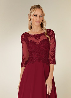 Azazie Monza Mother of the Bride Dresses Burgundy A-Line Lace Chiffon Dress image5
