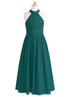 Azazie Iman Junior Peacock A-Line Pleated Chiffon Dress image6