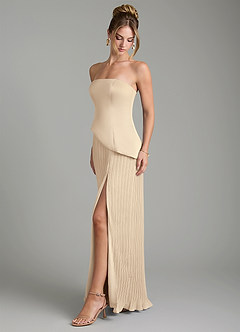 Azazie Tierney Bridesmaid Dresses Champagne A-Line Strapless Chiffon Convertible Dress image5