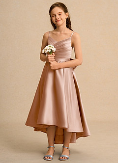Azazie Sweets Junior Formal Flower Girl Klänningar Klä A-Line i Matt satäng Plisserad image1