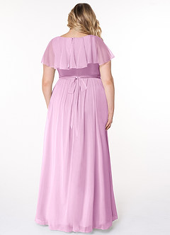 Azazie Jael Bridesmaid Dresses Candy Pink A-Line V-Neck Mesh Dress image8