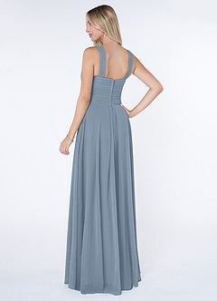 Azazie Kaleigh Bridesmaid Dresses Dusty Blue A-Line Pleated Chiffon Dress image4