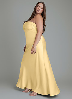 Azazie Saylor Vestidos de damas de honor Vestido Butter de Satén Elástico de Corte Sirena con Palabra de honor image13