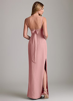 Azazie Mai Bridesmaid Dresses Dusty Rose Sheath Pleated Chiffon Dress image2