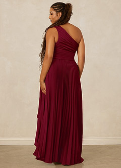 Christian Siriano Bridal for Azazie 1008 Bridesmaid Dresses Burgundy A-Line One Shoulder Stretch Satin Dress image10