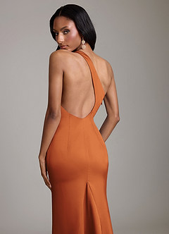 Azazie Voni Brudepigekjoler Havfrue En skulder Stræk satin Gulv-længde Kjole image4