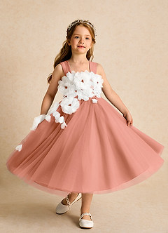 Azazie Dovey Abiti da Ragazza di Fiori Abito Principessa in Tulle Fiocco Più Tagliato image4
