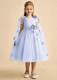 Azazie Staria Flower Girl Dresses Lavender Ball-Gown Ruched Tulle Dress image6