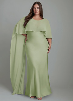 Azazie Stefania Bridesmaid Dresses Dusty Sage A-Line Stretch Satin Dress image9