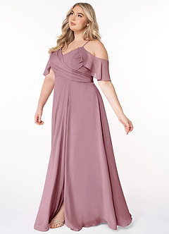 Azazie Dakota Bridesmaid Dresses Vintage Mauve A-Line V-Neck Pleated Chiffon Dress image8