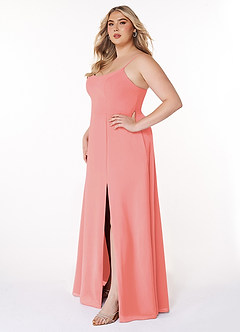 Azazie Moira Bridesmaid Dresses Coral A-Line Scoop Chiffon Dress image10