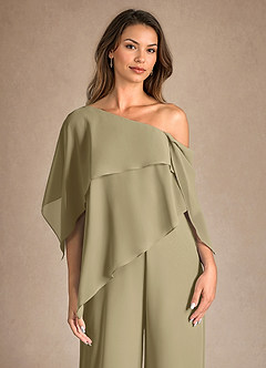Azazie Halima Kleider für die Brautmutter Overall/Jumpsuit Seitliche Cut-Outs Chiffon Kleid Moosgrün image8