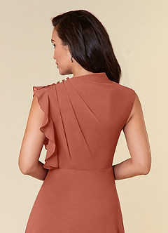 Azazie Narine Vestidos para mãe da noiva Vestido Argila de Chiffon de Linha A com Plissado image6