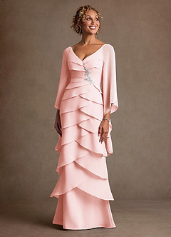 Azazie Arabinda 신부의 어머니 드레스 쉬스 셔링 쉬폰 플로어 길이 드레스 image4