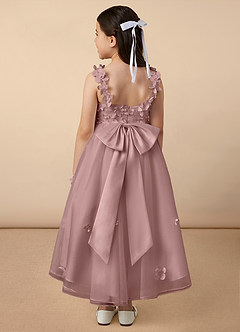 Azazie Ceres Flower Girl Dresses Dusty Rose Ball-Gown Lace Tulle Dress image4