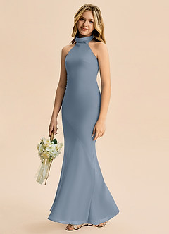 Azazie Velli Junior Meerjungfrau-Linie Hoher Kragen Chiffon Kleid Zwielichtviolett image4