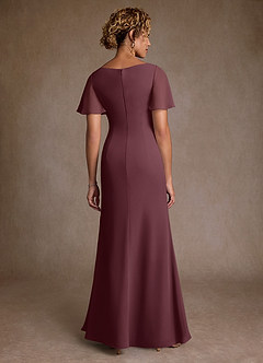 Azazie Suffolk Mère de la mariée Robes Robe Trapèze en Mousseline de soie Plissée Sangria image3