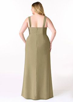 Azazie Denice Abiti da Damigella Abito Tubino in Chiffon a Pieghe Verde Muschio image10