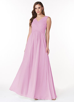Azazie Flora Bridesmaid Dresses Candy Pink A-Line Pleated Chiffon Dress image1