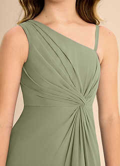 Azazie Brooke Junior Pistachio A-Line Side Slit Chiffon Dress image7