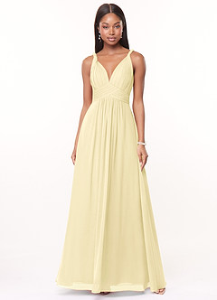 Azazie Maren Bridesmaid Dresses Lemon Sorbet A-Line Pleated Chiffon Dress image1