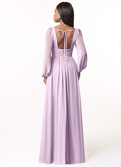 Azazie Norah Bridesmaid Dresses Frosted Lilac A-Line V-Neck Long Sleeve Chiffon Dress image2